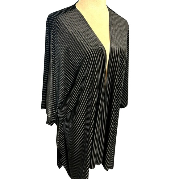 Lane Bryant Velvet Shawl Cardigan Draped Kimono Stretch Black Plus One Size - Picture 4 of 8